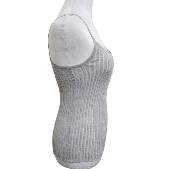 Vtg Y2K Moda International Victoria's Secret Gray Ribbed Babydoll Camisole Tank - Picture 3 of 8